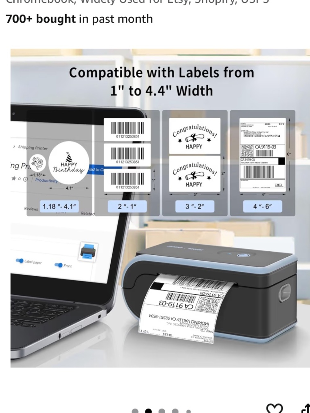 JADENS Bluetooth Thermal Label Printer, NEW - Picture 10 of 12